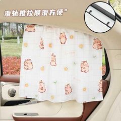 Cute capybara-patterned side window sunshade curtain with smooth sliding for easy use, perfect for car interiors.