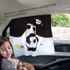 Cute cartoon panda side window sunshade blocks uv heat, keeping car cool and stylish.