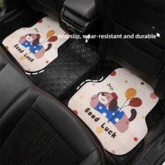 Cute cartoon car floor mats featuring a good luck design with a playful dog and balloons, offering anti-slip, wear-resistant,...