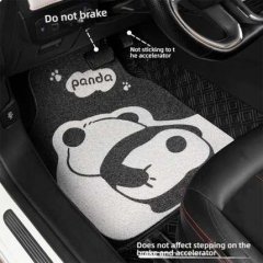 Panda-themed silk loop car floor mats with anti-slip design, ensuring no interference with brake and accelerator pedals. dura...