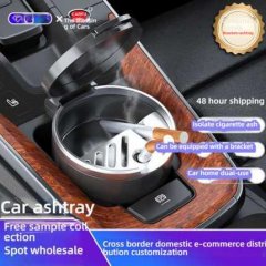 Premium car ashtray with lid, featuring a sleek design and dust-proof functionality, perfect for modern vehicles.