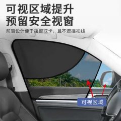 Magnetic car side sunshade curtain with mosquito net, featuring a design that allows for easy window operation and maintains ...