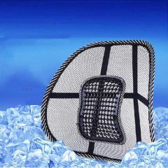 Steel wire car lumbar support with ice silk massage cushion, featuring breathable mesh and ergonomic design for enhanced comf...