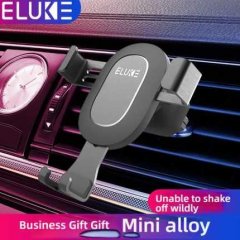 Eluke multi-functional car phone holder securely mounted on a car vent, featuring a sleek mini alloy design and reliable suct...
