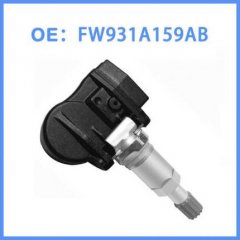 Oe fw931a159ab tpms sensor for jaguar xf and range rover, featuring a black plastic top and metallic stem with threading.