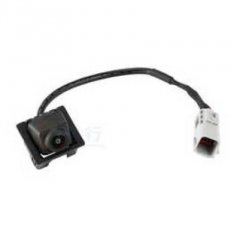 Black cadillac srx rearview camera with white connector and cable, designed for enhanced vehicle safety and visibility.
