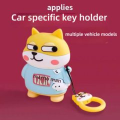 Cute volkswagen dog-themed car key cover with macho man design, featuring a playful cartoon character and a secure key holder...