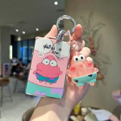 A hand holds a nio l60 nfc card key cover featuring a cute patrick star design with a matching keychain charm, showcasing its...
