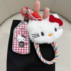 Hello kitty-themed volkswagen passat pro key cover featuring a plush design and colorful strap, perfect for tiguan l, magotan...