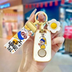Elegant buick verano key cover for women, featuring a premium leather design with a charming cartoon character and decorative...