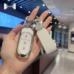 Zerorun 2025 key cover for b10/c10/c11/c16/c01/b01, featuring a sleek design with sparkling embellishments and a leather tag,...