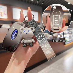Ford key cover for focus, ecosport & edge, featuring a sleek design with a bear charm and front view detail.