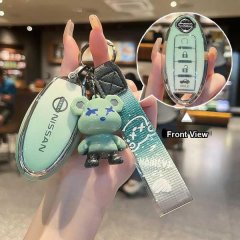 2022 nissan sylphy key cover featuring a 4-button design with a stylish green bear charm and front view details.