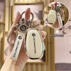 Zerorun t03 key cover for 2023 c11/s01/c01 remote, featuring a sleek white design with leapmotor branding and a secure keycha...