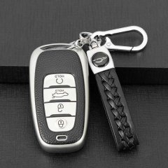 Elegant red flag h5 key cover with premium leather strap, featuring a sleek design and functional buttons for secure access.