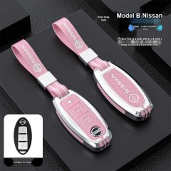 Pink and silver nissan altima 2022 key cover with wrist strap, showcasing a sleek design and compatibility with the vehicles ...