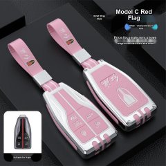 Pink and silver hongqi hs5 hs7 remote key cover (2021-2022) with wrist strap, featuring cherry blossom design and protective ...