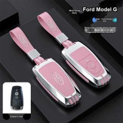 Pink and silver wrist strap key cover for ford mondeo, explorer, focus, and edge models, shown with a sleek design and compat...