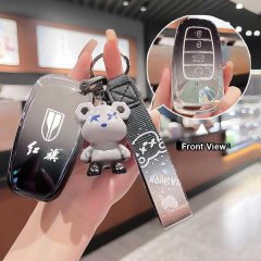 Red flag h5 key cover featuring a sleek soft-tpu design with a cute bear keychain, showcased in a front view for hs5/h9/h6/hq...