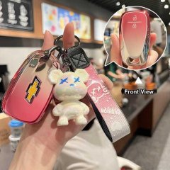 Chevrolet key cover for malibu xl, trailblazer & trax, featuring a gradient red design with a chevrolet logo and a cute bear ...