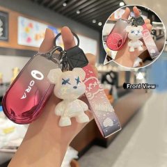 Ora key cover featuring a stylish gradient design with a cute bear charm, perfect for good cat, ballet cat & lightning cat en...