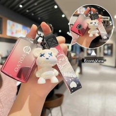 Volvo xc60 key cover featuring a stylish gradient design and adorable bear charm, perfect for ex90, xc40, s90 models.