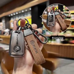 Front view of a buick key cover for 2021 excelle, envision, regal & gl8, featuring a leather strap and sleek design.
