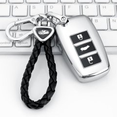 Elegant changan cs75 plus key cover featuring a braided leather strap and sleek metallic design, offering premium protection ...
