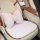 Cotton-linen car seat cushion with a pink bow pillow, designed for all-season comfort and non-slip functionality.