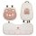 Cute honeycomb crown bear car cushion set featuring soft ice silk fabric, non-slip design, and adorable bear-themed seat cove...