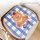 Bear gel seat cushion with cartoon bear design on blue checkered ice silk, non-slip and all-season for car use.