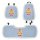 Checkered bear seat cushion set featuring cute bear design on blue gingham fabric, ice silk material, non-slip, all-season us...