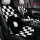 Black and white checkered plush car seat cushion with non-slip design, perfect for winter comfort.