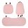 Pink diy plush frost-proof car seat cushions set, featuring headrest and backrest covers for winter warmth.
