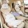 Soft, plush embroidered winter seat cushion with bunny design, featuring full filling and non-slip texture for cozy car seati...