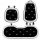 Three bow plush car seat cushions in black with white bows, featuring a cozy design for enhanced comfort and style.