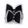 Elegant black camellia car headrest pillow with white ruffled edges and floral embellishments, providing all-season neck supp...
