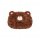 Plush brown bear-shaped car headrest tissue box with soft texture, pink ears, and cute facial features for convenient hanging...