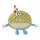 Cute yellow and blue striped dopamine monster car tissue box holder with a party hat, perfect for hanging on seats.