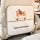 Cartoon car anti-kick backrest pad featuring a cute dog on a skateboard, with keep happiness text, designed to protect leathe...