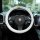 White cartoon steering wheel cover with bear design, made of cotton linen for non-slip grip, fits porsche vehicles.