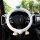 Adorable cartoon plush steering wheel cover with soft texture, non-slip grip, and cute design featuring a blue pom-pom and ye...