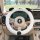 Cute puppy cartoon steering wheel cover with plush texture and non-slip design, featuring black ears and a fluffy tail for ad...