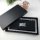 Elegant us & eu rhinestone license plate frames in a sleek black box, featuring stainless steel with sparkling embellishments...