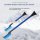 Extendable car snowplow & ice remover tool: 2-in-1 snow brush and ice scraper with blue handle, set against a snowy mountain ...