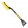 A large car snowplow and windshield wiper combo featuring a yellow brush and black scraper with a striped handle, designed fo...