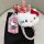 Cute hello kitty-themed car key cover for volkswagen models, featuring a fluffy white design with a red bow and colorful stra...