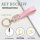 Elegant anti-static rhinestone car keychain for women featuring a gold diamond c band, lucky clover design, and pink leather ...