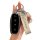 A hand holds a tengshi d9/n7/n8 key cover, showcasing its sleek black design with soft-tpe material and a goodluck keychain a...