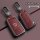 Elegant red leather volkswagen key cover with metal frame, designed for passat, magotan, and tiguan l models, offering full p...